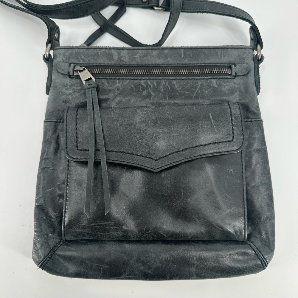 The Sak Distressed Faded Black Crossbody Purse Bag Leather